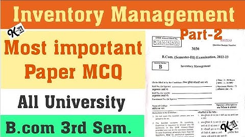 Inventory management || B.com 3 sem. || inventory management paper b.com || inventory management MCQ