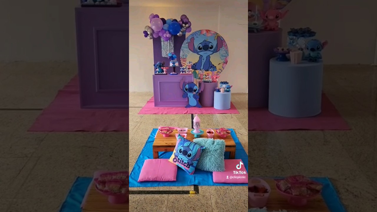 Festa infantil tema Stitch montagem ideias decoração #stitch #festa #festadeaniversario #decoracao
