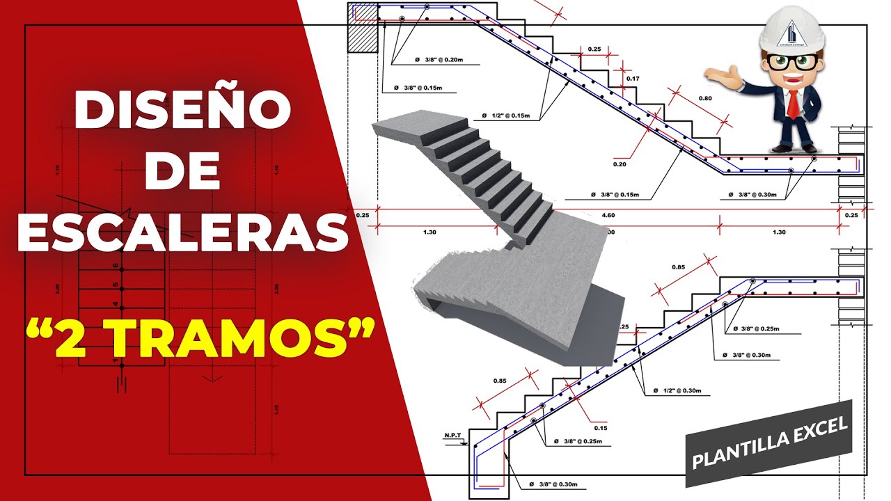 Tierra Demon Play mecanógrafo DISEÑO DE ESCALERA DE 2 TRAMOS ✓Plantilla Excel - YouTube