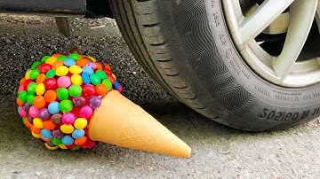 Crushing Crunchy & Soft Things by Car! EXPERIMENT CAR VS M&M ICECREAM TOY