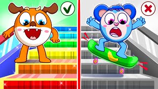 Up⬆️ or Down⬇️ Rainbow Magic Stair👍 Escalator Safety Rules + More Top Kids Songs by DooDoo & Friends