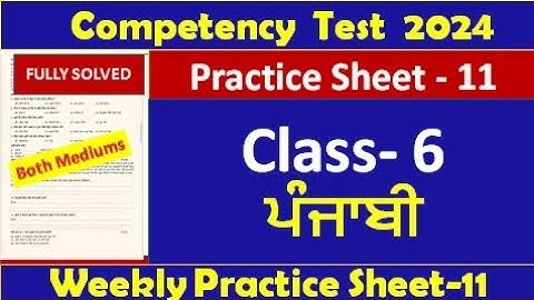pseb competency based paper class 6th  punjabi  worksheet 11  test 2024 fully solved #pseb #class6