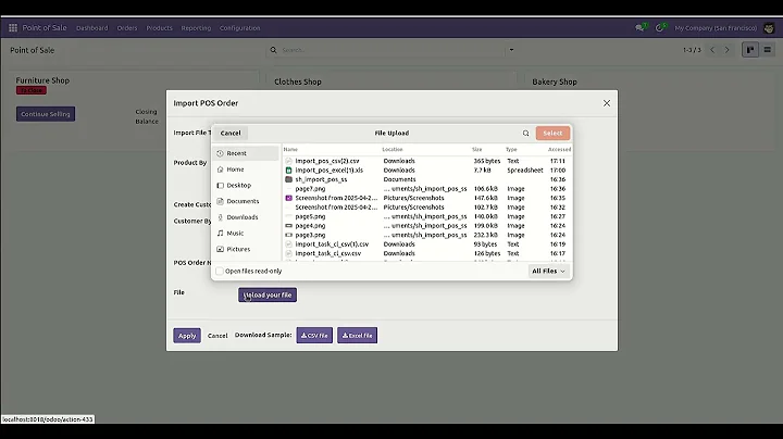 Import POS Order From CSV/Excel File Odoo v18