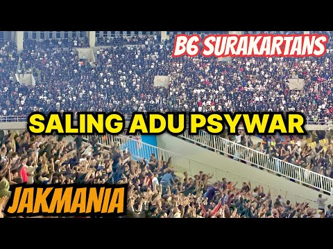 Aksi Saling PSYWAR Jakmania &amp; B6 Surakartans Babak Pertama Persis vs Persija