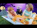 PUMPKiN GUTS WATER SLiDE!! Family challenges inside Mystery Pumpkins! Adley & Niko spooky Drop Test