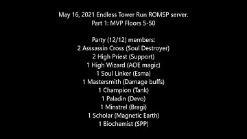 Ragnarok Online MSP: May 16, 2021 Endless Tower Run Assassin Cross POV part 1 Floors 5-50