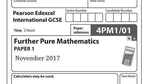 Edexcel IGCSE Further Maths Pure November 2021 Paper 1