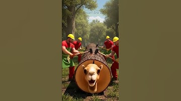 Rescue camel from giant log 🪵 #animals #funny #shorts #camel #viral #trending