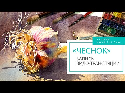 Как рисовать акварелью натюрморт "Чеснок". Запись трансляции. Мастер класс. Техника акварели.