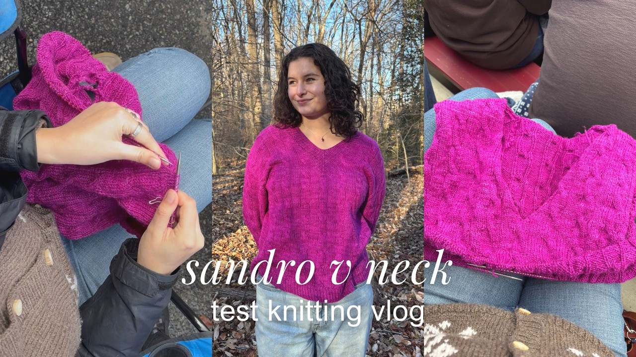 Тестовое вязание свитера Sandro с V-образным вырезом ❀ Видеоблог о проекте!