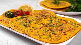 Indian Chickpea Pancakes with Vegetables   Besan Chilla Recipe  Vegan