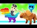 Kids play Pop It Maze Challenge 👻 Dinosaur turns into Pop It + Nursery Rhymes, Cartoons and Songs