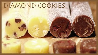 大量生産/4種のチョコディアマンクッキーの作り方/アイスボックスクッキー/Chocolate Diamond Cookies Recipe/TAROROOM
