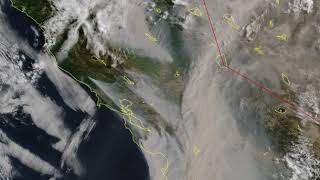 19 August 2020, 6 AM PDT to 5 PM PDT, August Complex Fire true color loop