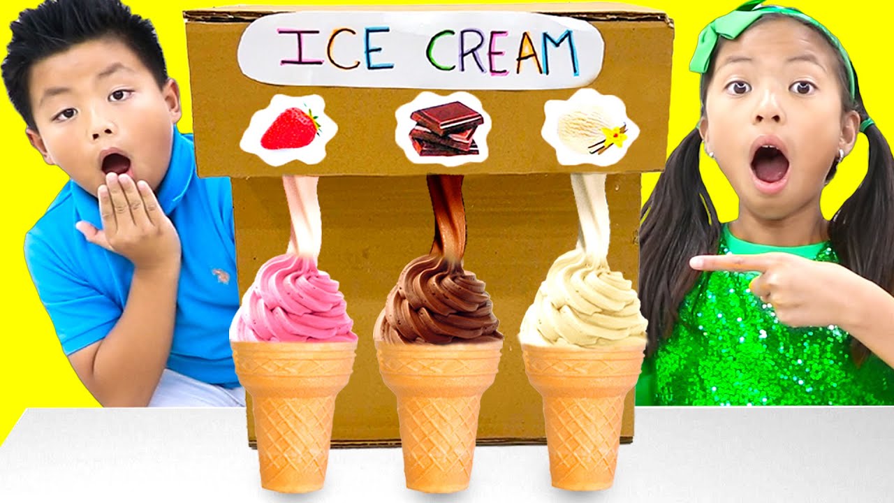 Wendy Emma And Jannie Learn How To Make Healthy Foods Ice Cream Machine Funny Stories For