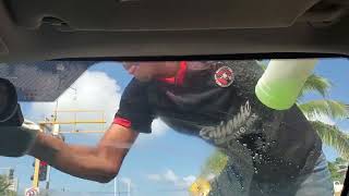 Drive with Windshield Washer on Avenida Tulum Mexico