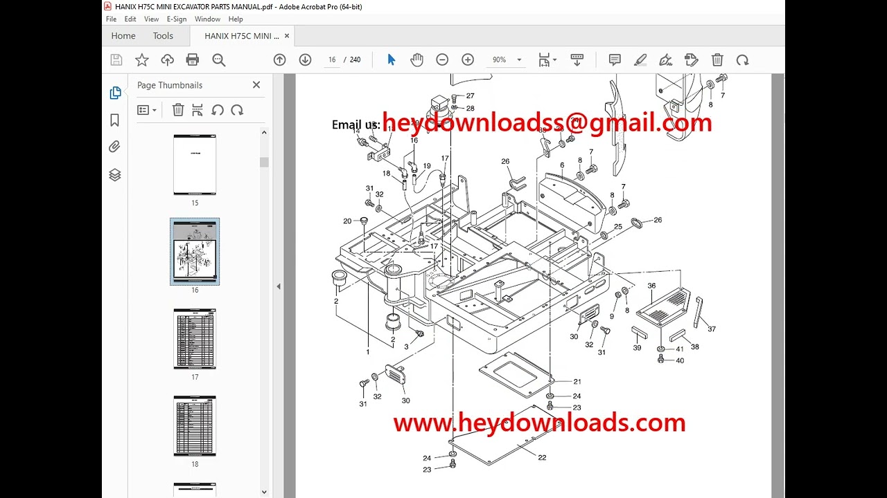 HANIX H75C MINI EXCAVATOR PARTS MANUAL PDF DOWNLOAD 1 - YouTube