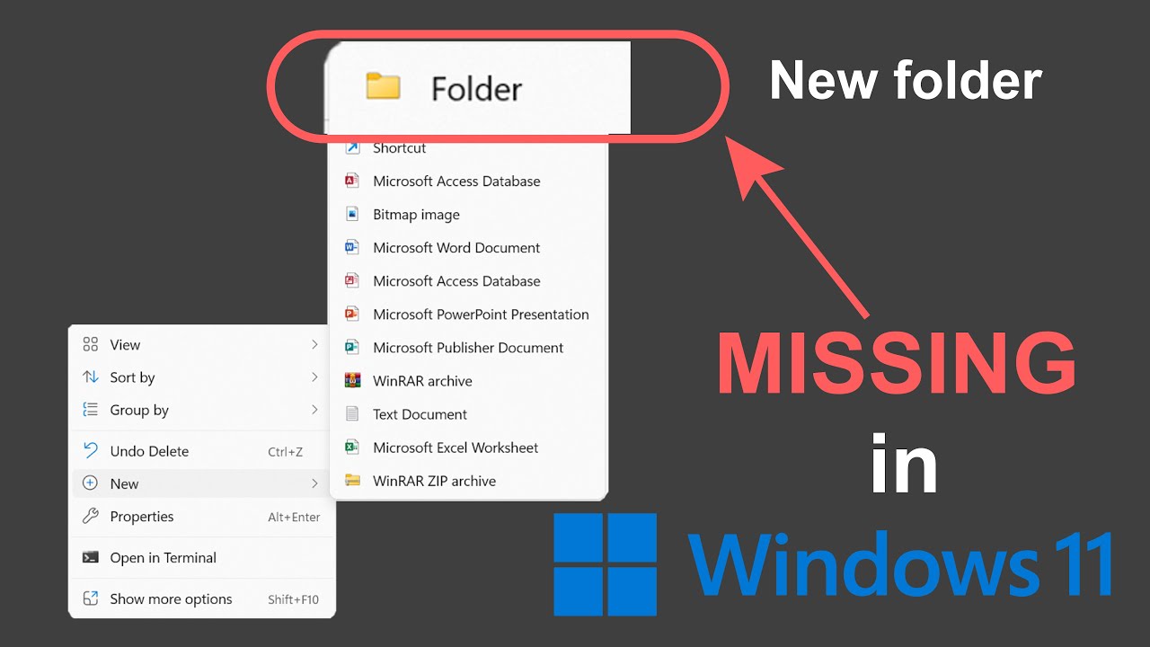 Fix missing New folder context menu item in Windows 11 | quickTutorial ...