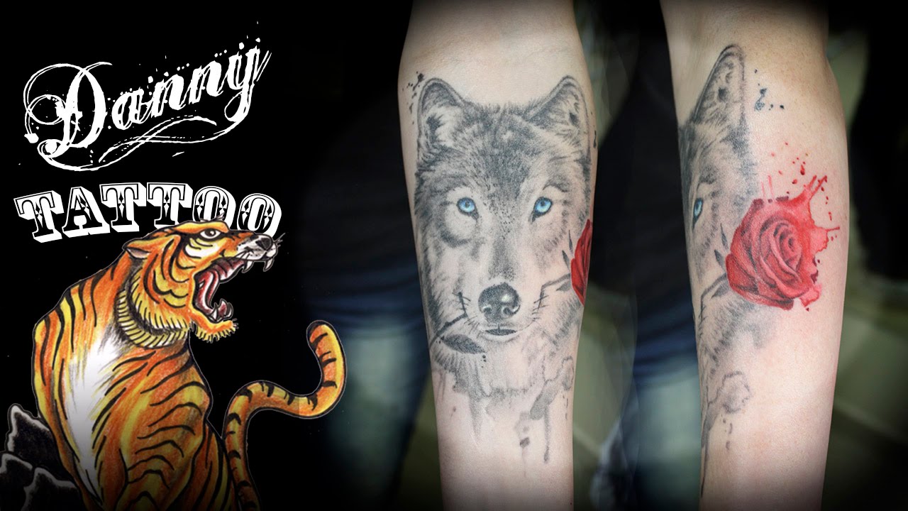 Um Lobo e uma Rosa Aquarelada - Danny Tattoo (A Wolf and a ...