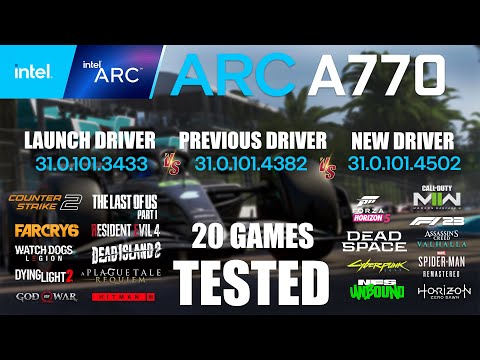 ARC A770 16GB Launch Driver VS Previous Driver VS New Driver | R9-7950X3D | 1080p - 20 Games Tested