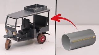 How to make a tuk tuck rickshaw using pvc pipe | creative idea with PVC pipe