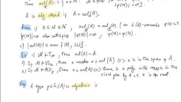 Mathematical Logic, Lecture 26 (Uncountably Categorical Theories and Strong Minimality)