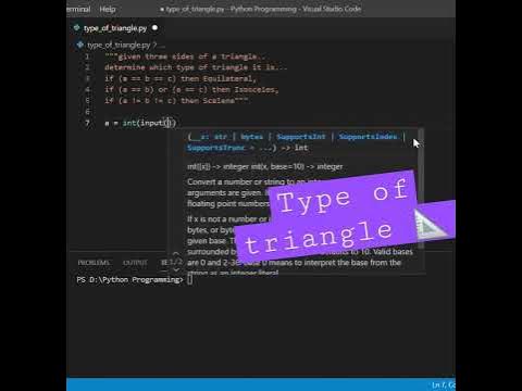 Type of triangle || Python Code || Code short || 2x speed - YouTube