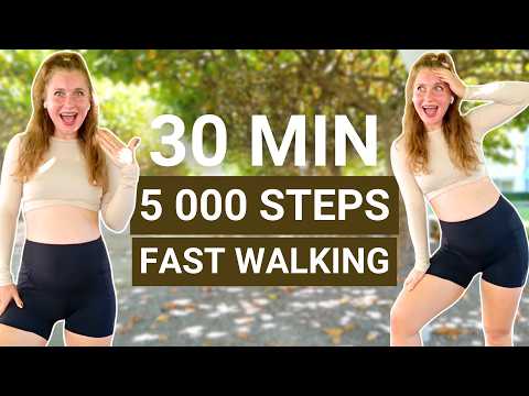 30 Min 5000 Steps Workout — Fat burning fast-paced walking workout, no jumps, to the beat — indoor walking workout video
