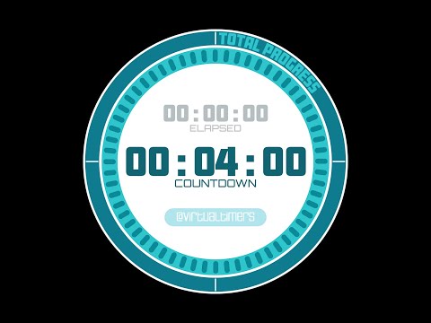 4 Minutes - Radial Blue Countdown Timer with Alarm and Elapsed Time.