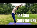 Faites 108 surya namaskars avec moi  108 comte surya namaskar  yogasan pour perdre du poids  salutations au soleil