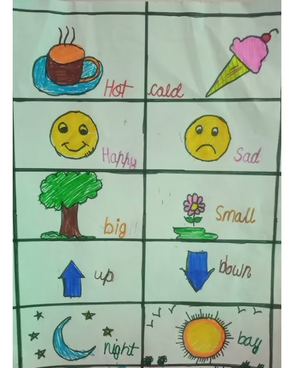Children opposite word project with pictures