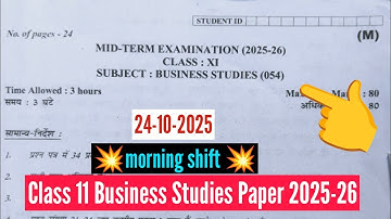 class 11 business studies midterm question paper 2025-26 morning shift / business answer key 2025-26
