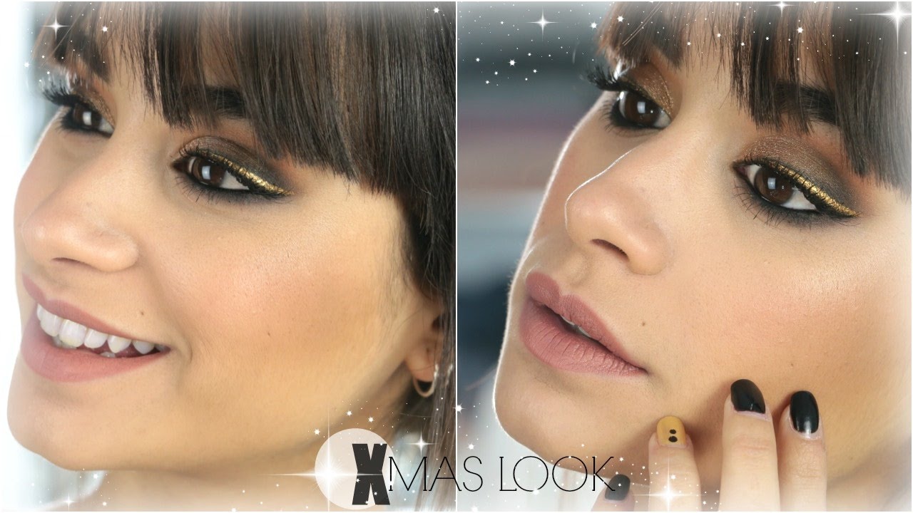 MAQUÍLLATE CONMIGO PARA NAVIDAD! Maquillaje negro y dorado// Xmas makeup