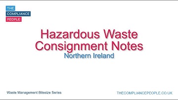 Hazardous Waste Consignment Notes Northern Ireland