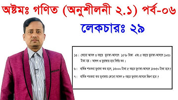 ২৯। অষ্টম শ্রেণির গণিতঃ দ্বিতীয় অধ্যায় (অনুশীলনী ২.১, মুনাফা) পর্ব -০৬