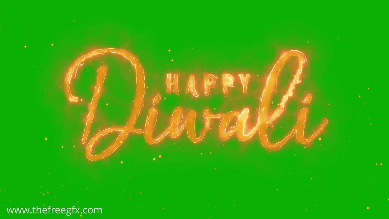 Happy Diwali text animation with fire and particle greenscreen video