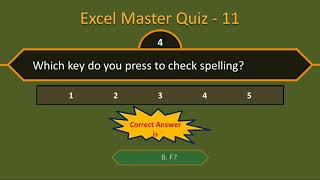 Quiz 11 | Excel Master Quiz | MS Excel Online Quiz | Basic – Intermediate Level screenshot 2