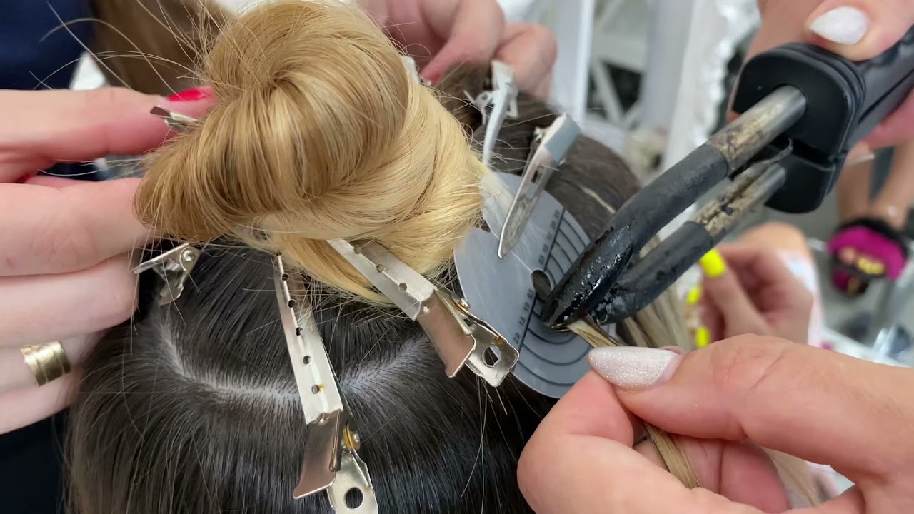 Наращивание волос на кератиновые капсулы. Горячая техника наращивания волос. Hair extension