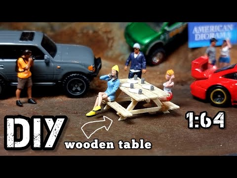 How to make wooden bench table for Hot Wheels diorama and 1/64