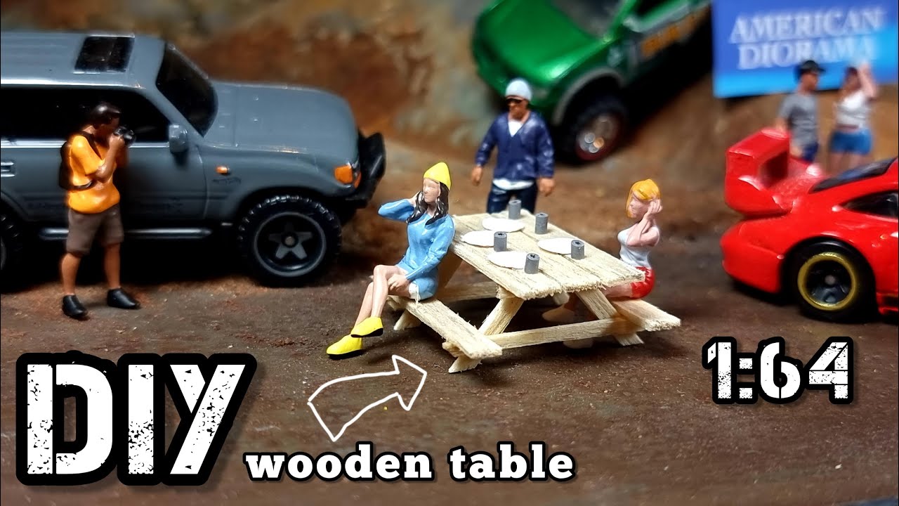 How to make wooden bench table for Hot Wheels diorama and 1/64