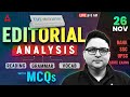The Hindu Analysis | 26 Nov 2025 | Reading, Grammar, Vocab, MCQs | The Hindu Editorial Analysis