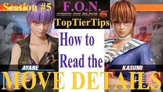 DOA6 - Advanced Guide Tutorial - Session #5 MOVE DETAILS Explained Profile