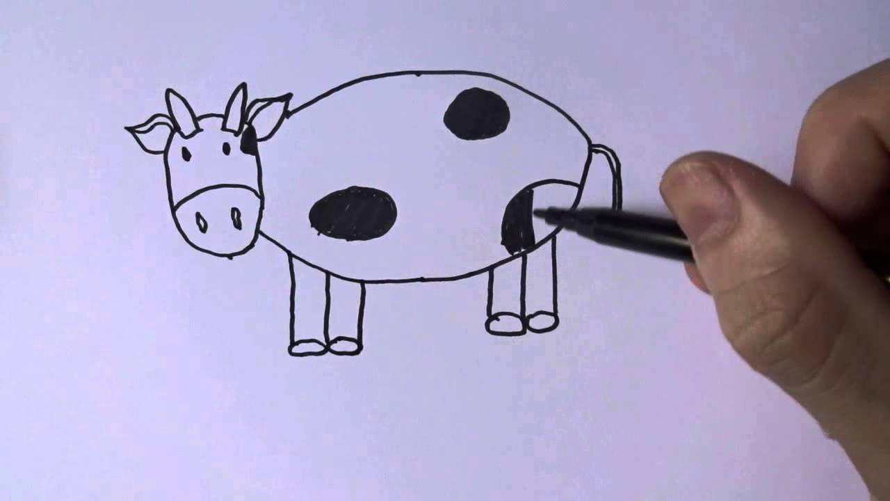 Dạy Bé Vẽ Các Loài Động Vật - Dạy Bé Vẽ Con Bò Sữa - How To Draw A Cow -  Youtube