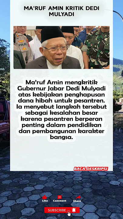 “Ma’ruf Amin ‘Semprot’ Dedi Mulyadi: Hapus Dana Pesantren Itu Kesalahan Besar!” #infocepat #newinfo
