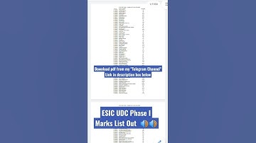 ESIC UDC Phase I Marks List Out 2022