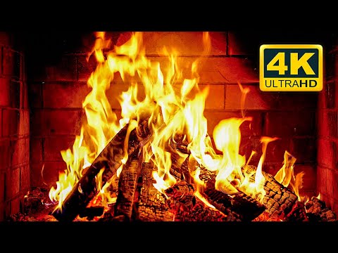 Cozy Fireplace 4K . Fireplace With Crackling Fire Sounds. Crackling Fireplace 4K