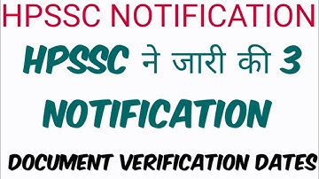 HPSSC LATEST NOTIFICATION | HPSSC NEW NOTIFICATION 2022 | #hpssc  | HPSSC DOCUMENT VERIFICATION DATE