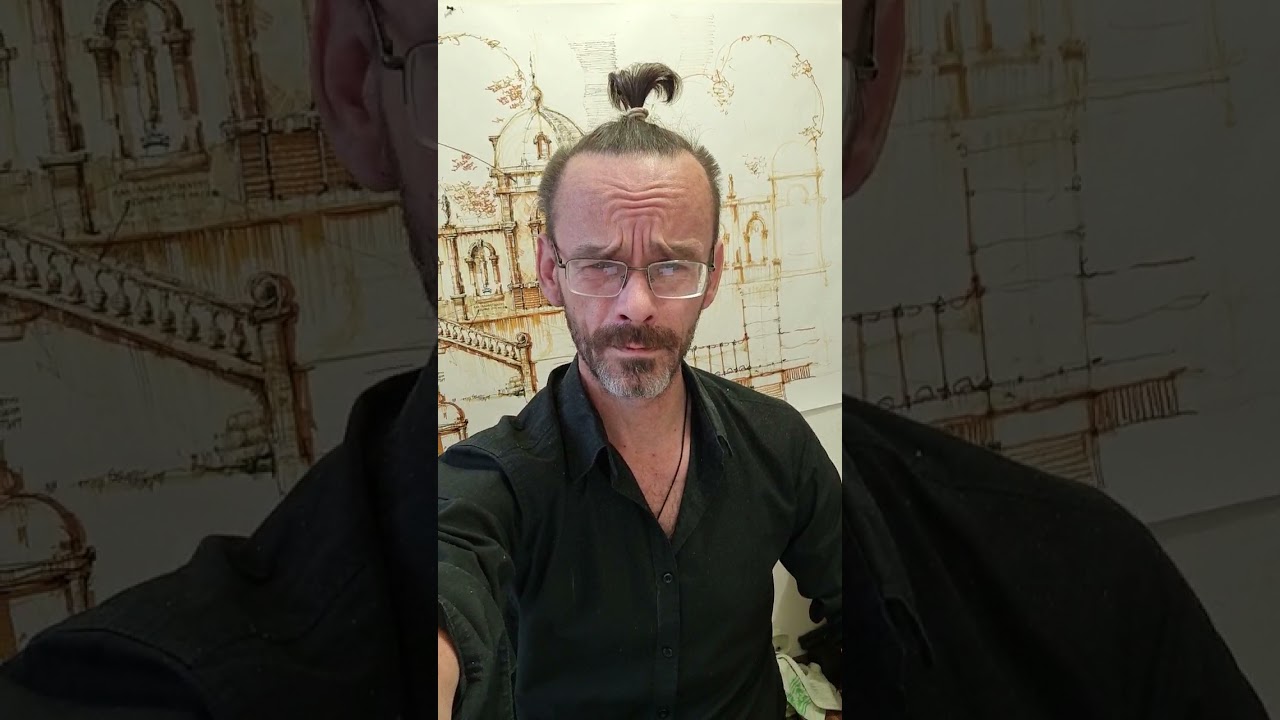 ASMR drawing , fountain pen 11, sound for relax, ink and pen, sketching and scratches