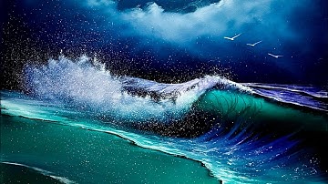 Black Canvas Seascape Tutorial #LIVEArt #OilPainting #FreeTutorial #PaintWithJosh #BobRoss