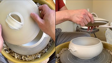 446. Trimming/Attaching Handles on a Casserole with Hsin-Chuen Lin 林新春 砂鍋修坯粘接示範